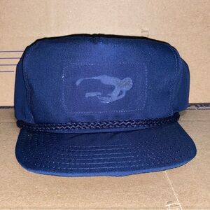 Navy Blue Cap with Braided rope Detail vintage SnapBack trucker hat Made in USA!